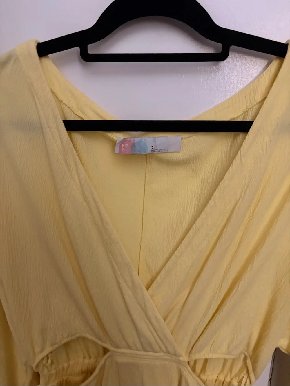 Free People Yellow Cutout Long Sleeve Mini Dress